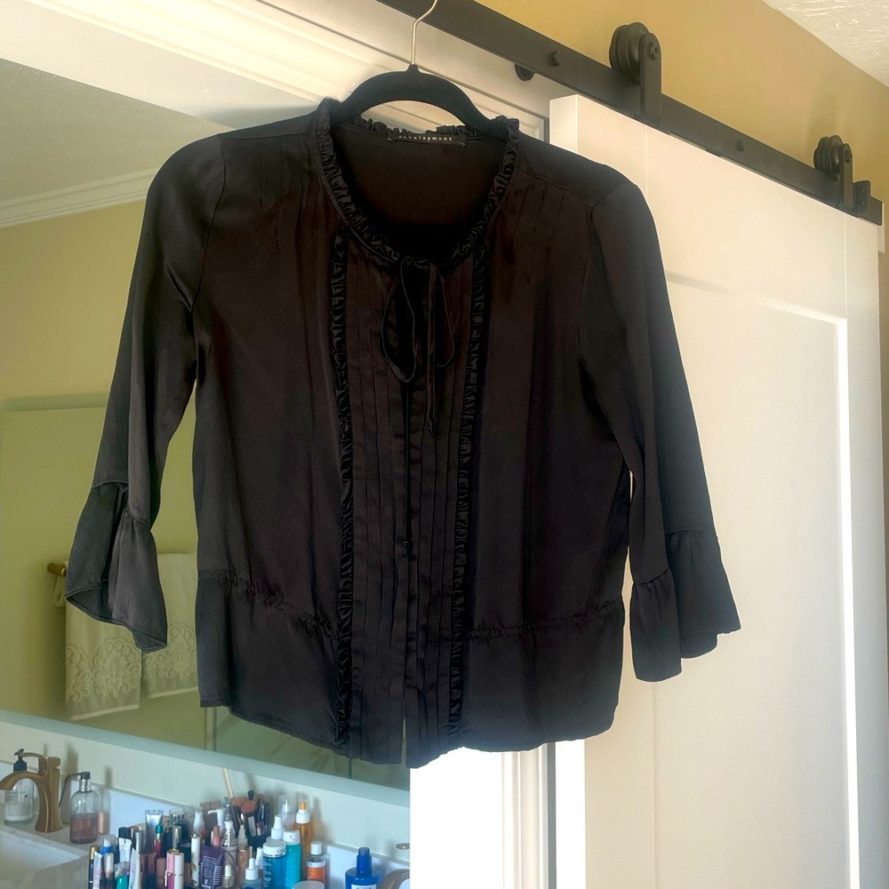 Development  Black Silk Ruffled Top